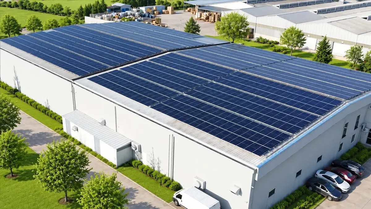 Solar panels on the roof of the Çapkınoğlu Tekstil factory
